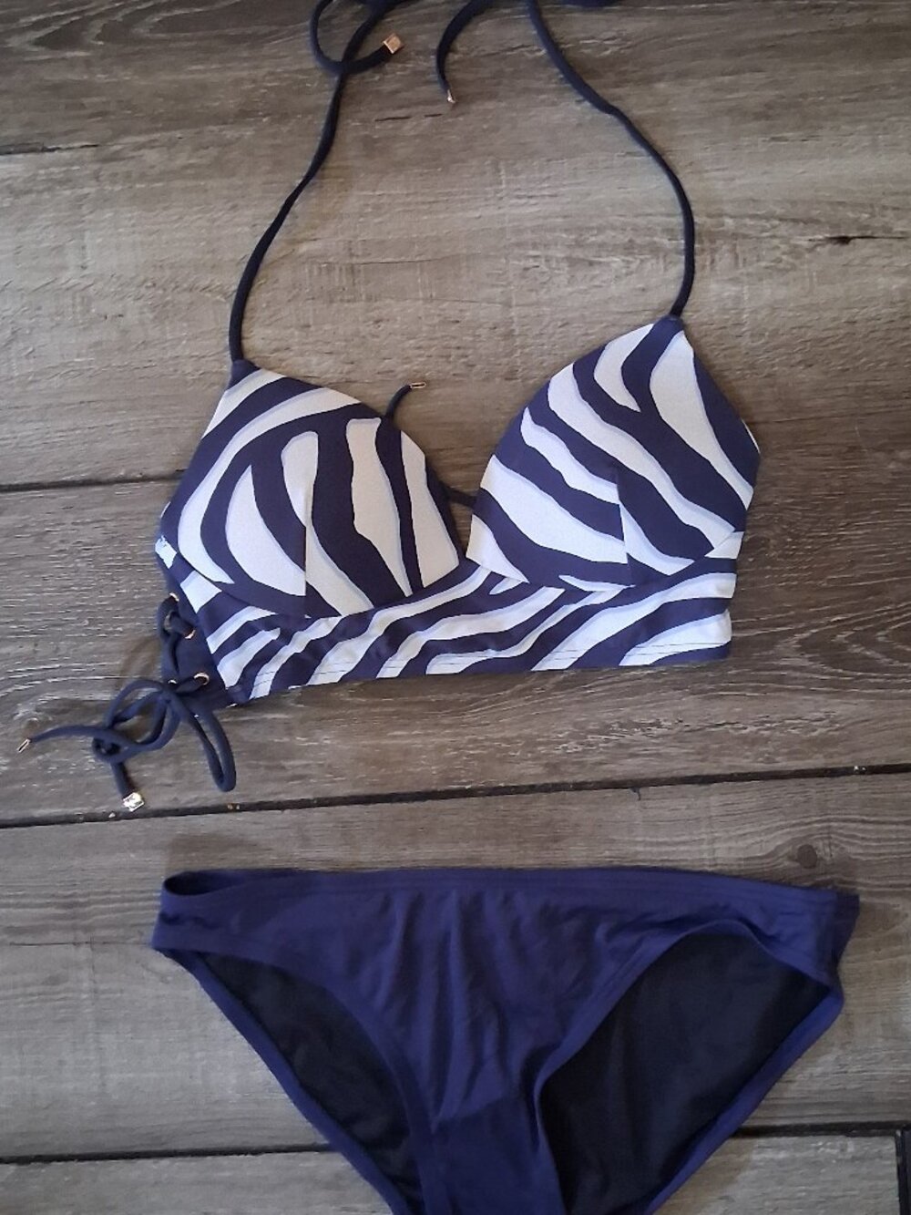 New Michael Kors Vince Camuto Corset Side lace long line bikini XS P